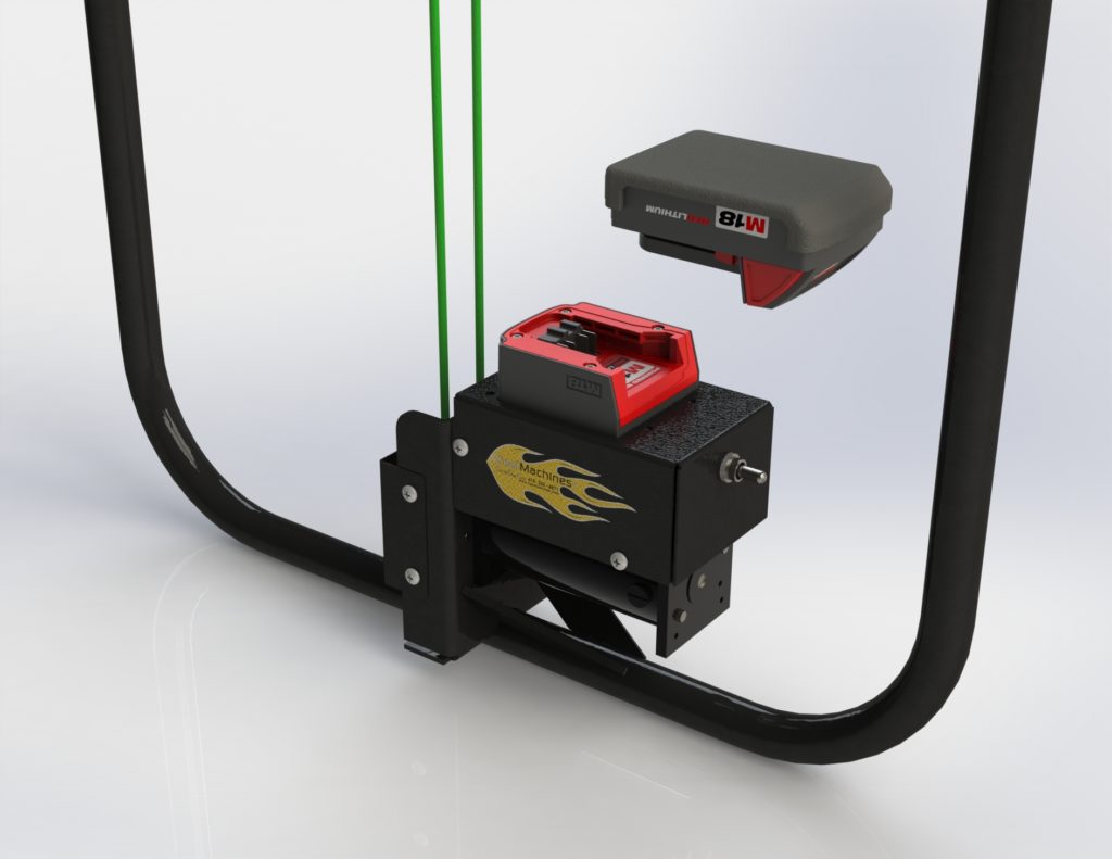 Cordless models use standard or long-life Milwaukee/Dewalt batteries